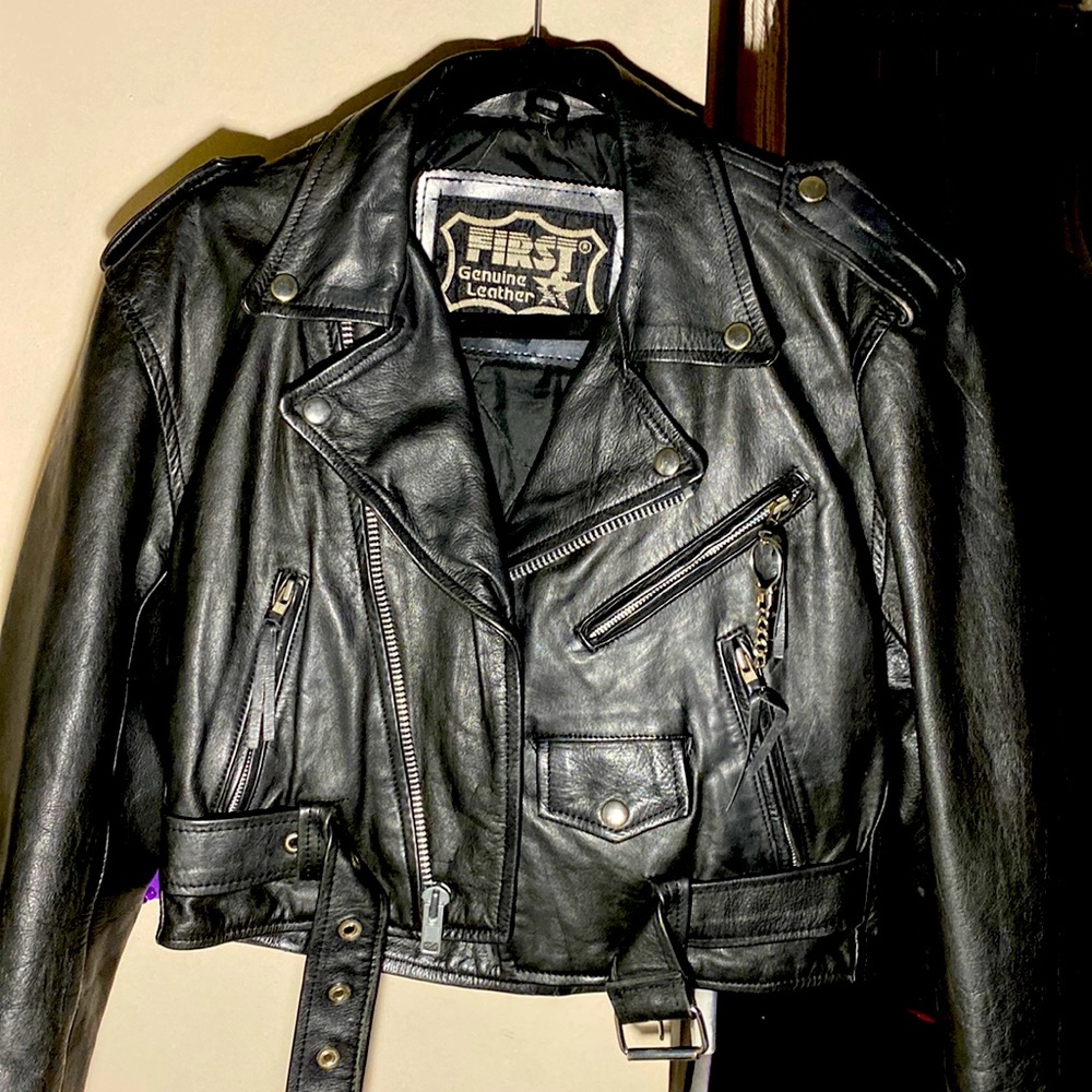 First genuine leather vintage jacket